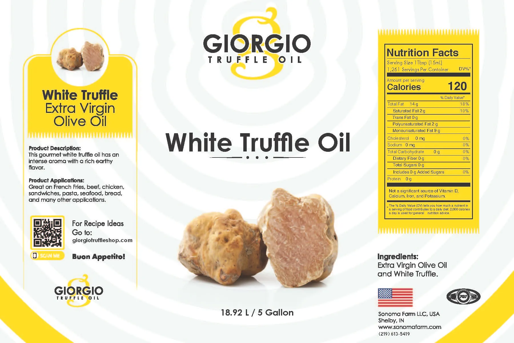 White Truffle Oil - Wholesale - 5 Gallon Label