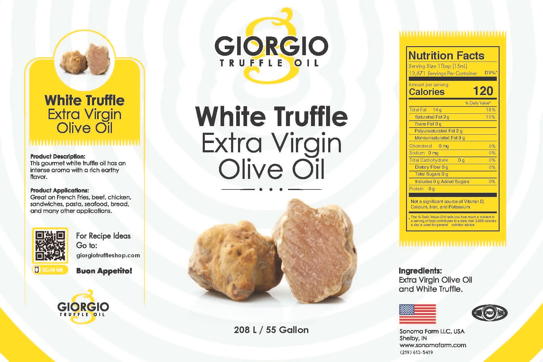 White Truffle Oil - Wholesale - 55 Gallon Label