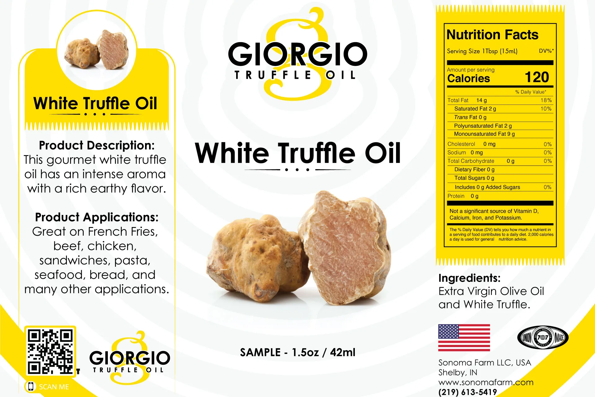 White Truffle Oil - Wholesale - Sample - 1.5oz Label