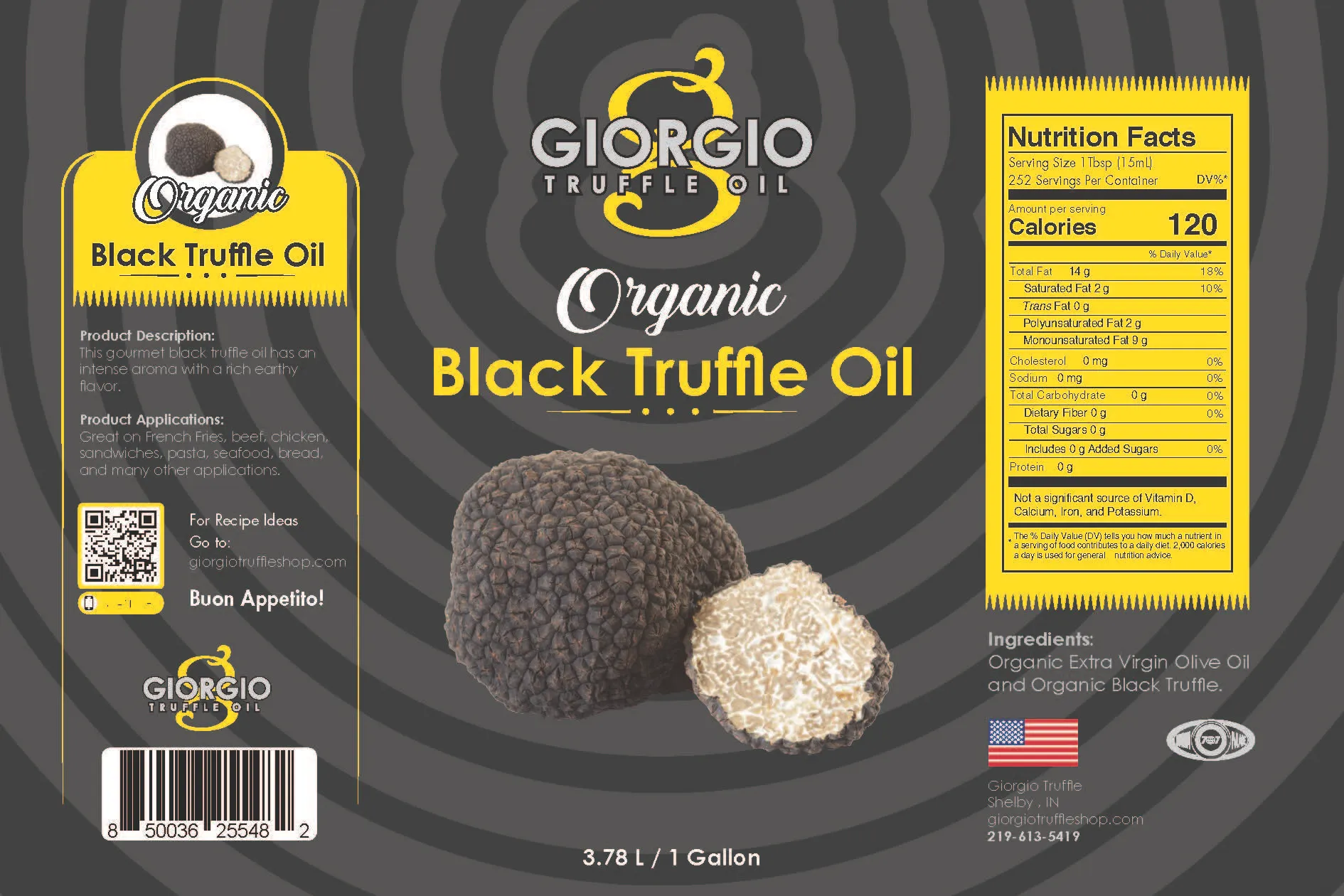 Organic Black Truffle Oil - Wholesale - 1 Gallon Label