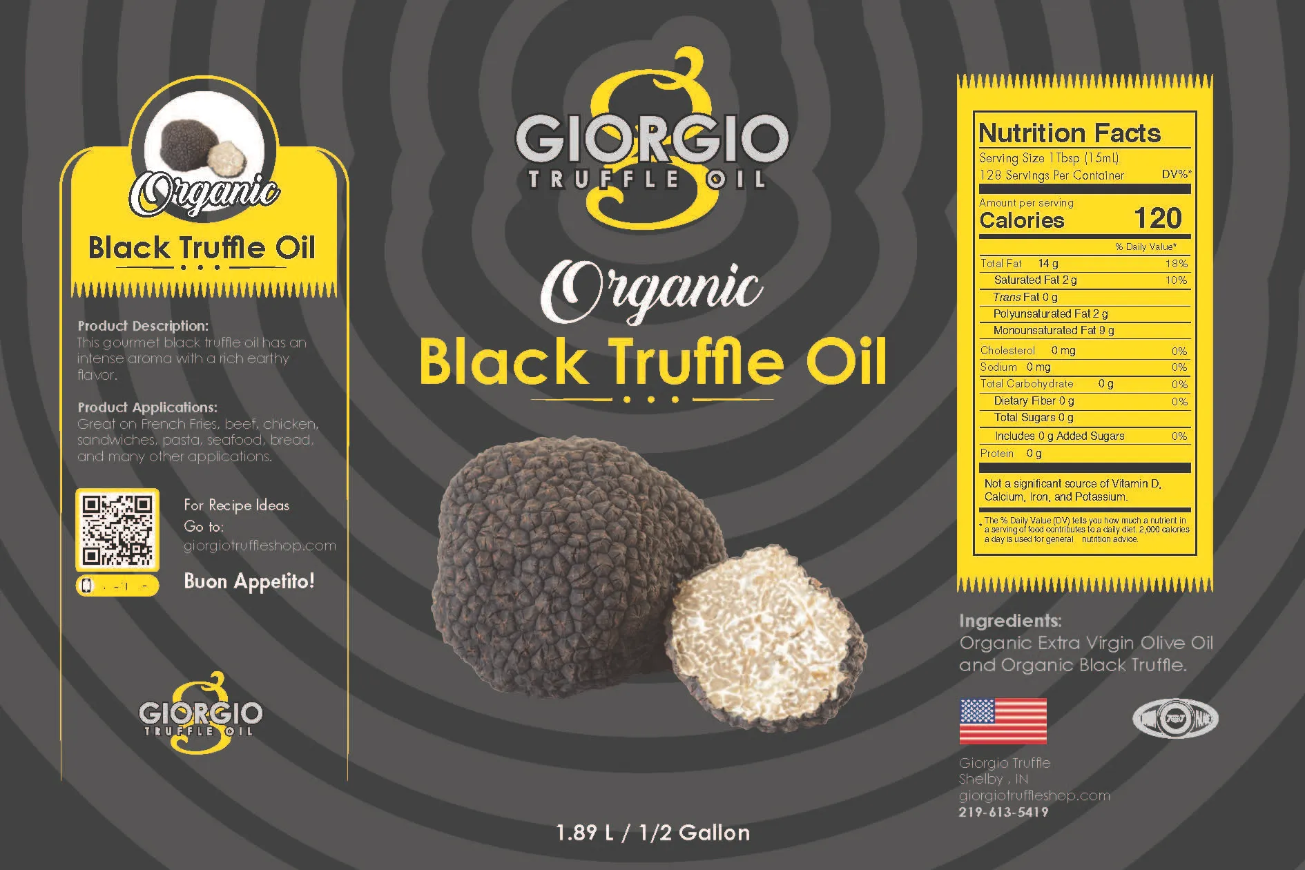 Organic White Truffle Oil - Wholesale - ½ Gallon Label