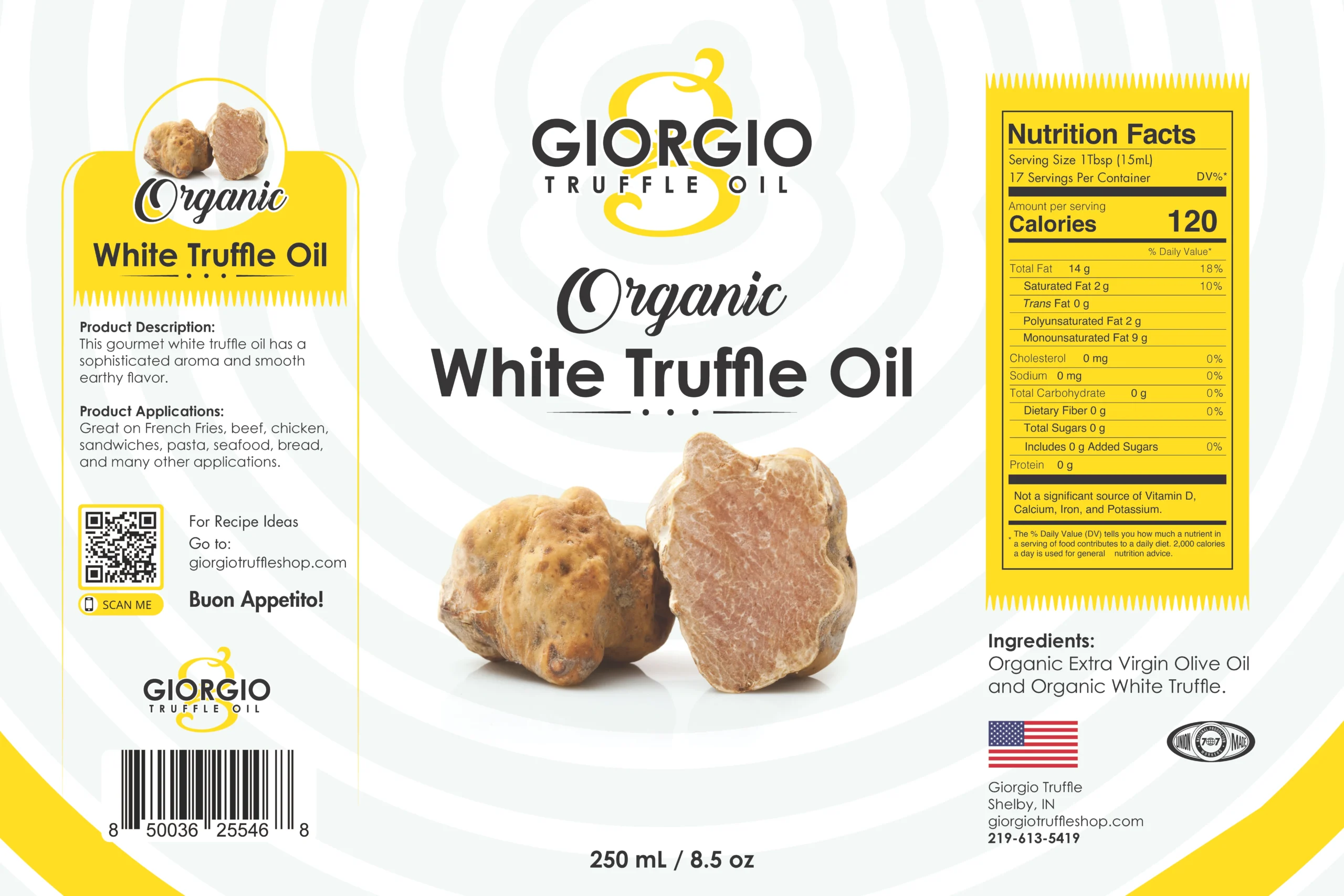Organic White Truffle Oil - 250ml Label