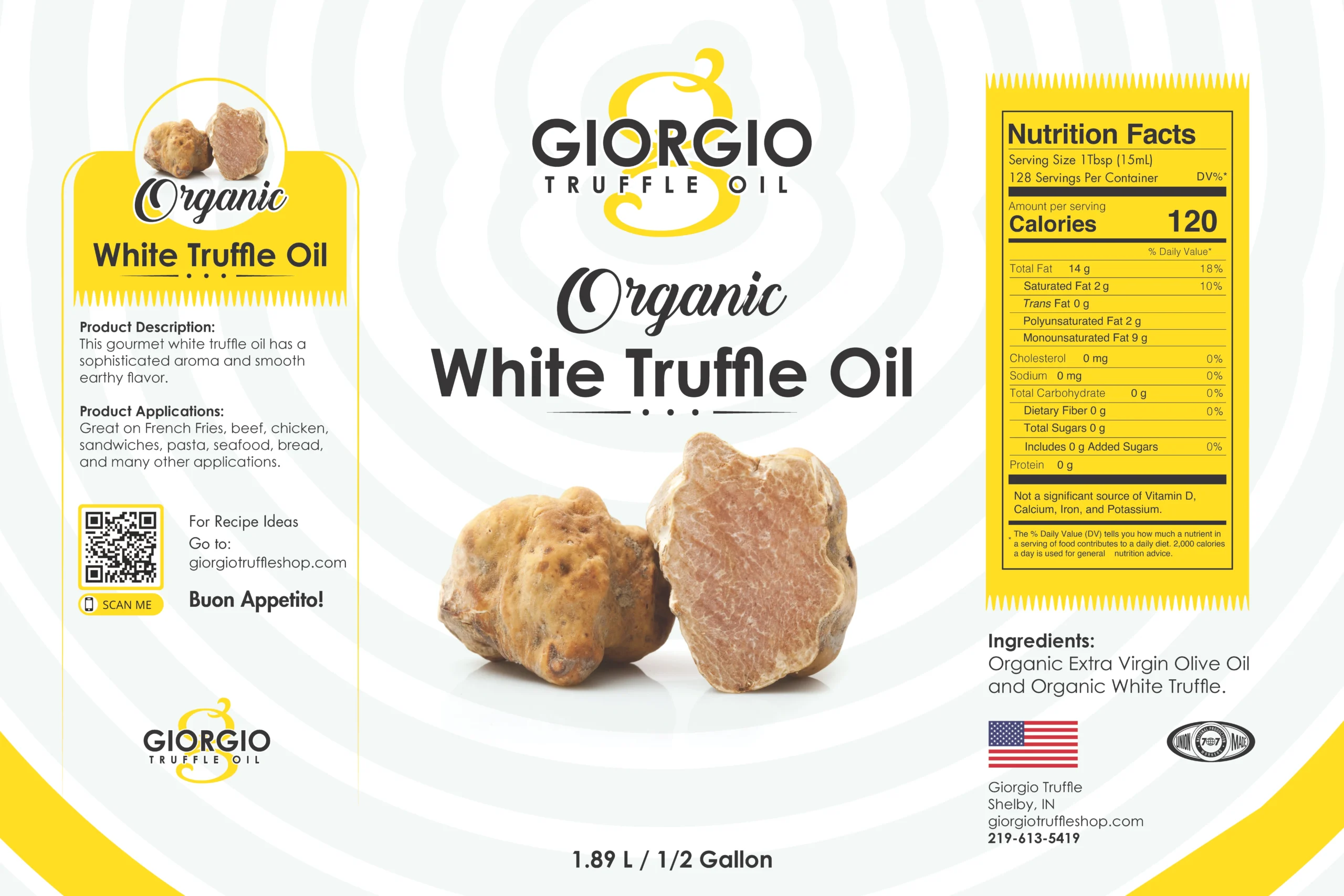 Organic White Truffle Oil - Wholesale - ½ Gallon Label