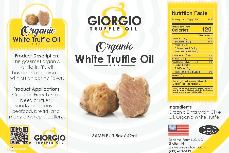 Organic White Truffle Oil - Sample Size - 1.5oz Label