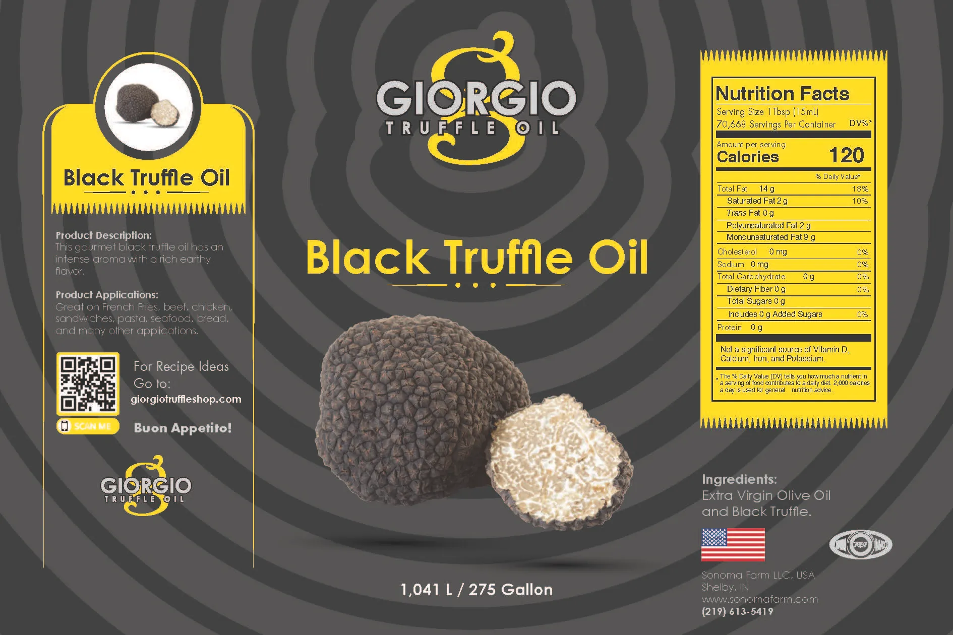 Wholesale Truffle Oil - Black Truffle Oil - 275 Gallons