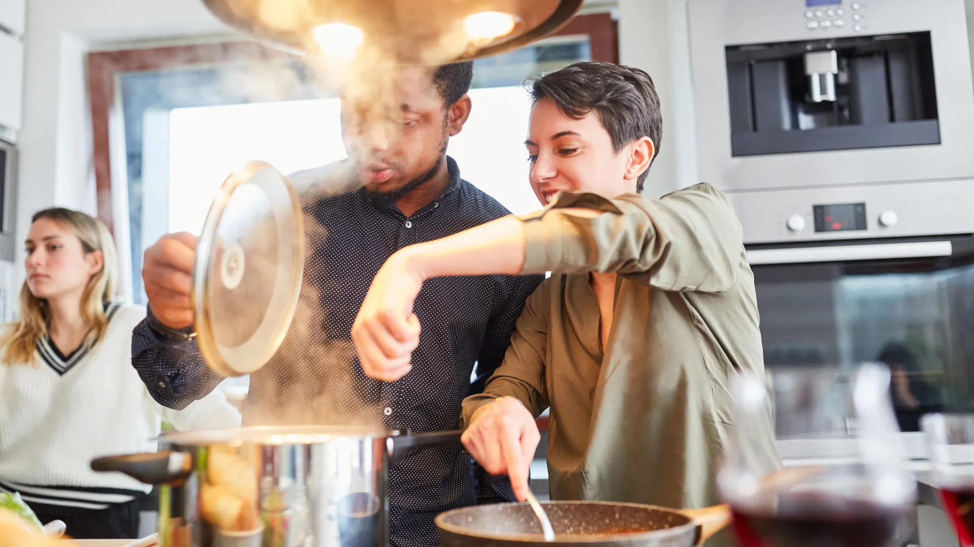 Cooking White Truffle Lobster Pasta Sauce in Kitchen 